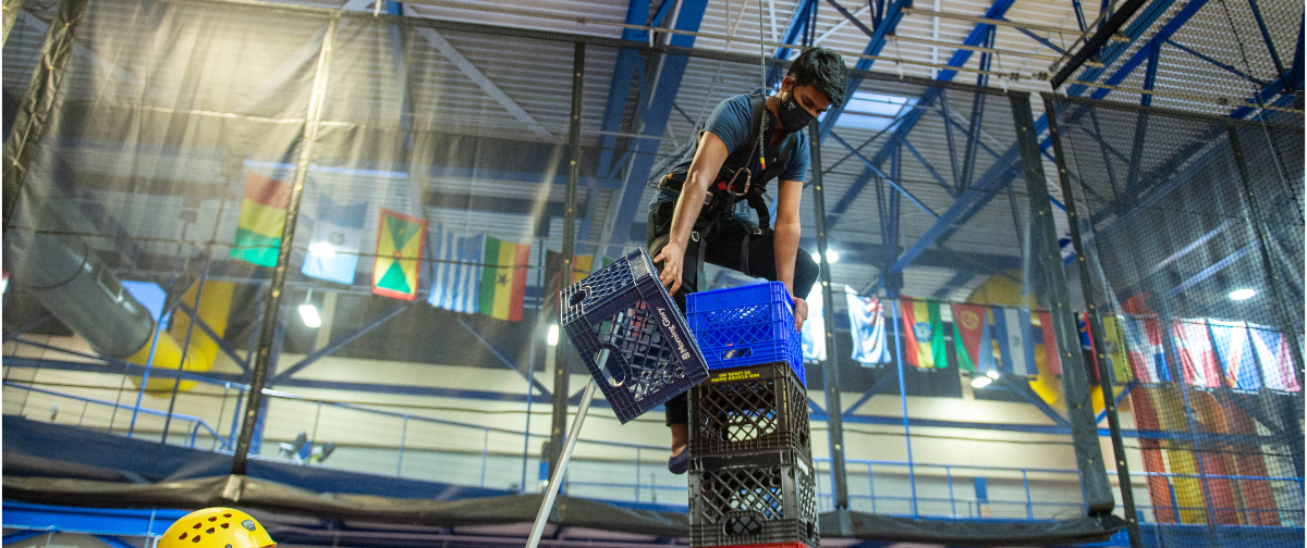 Milk crate stacking competition