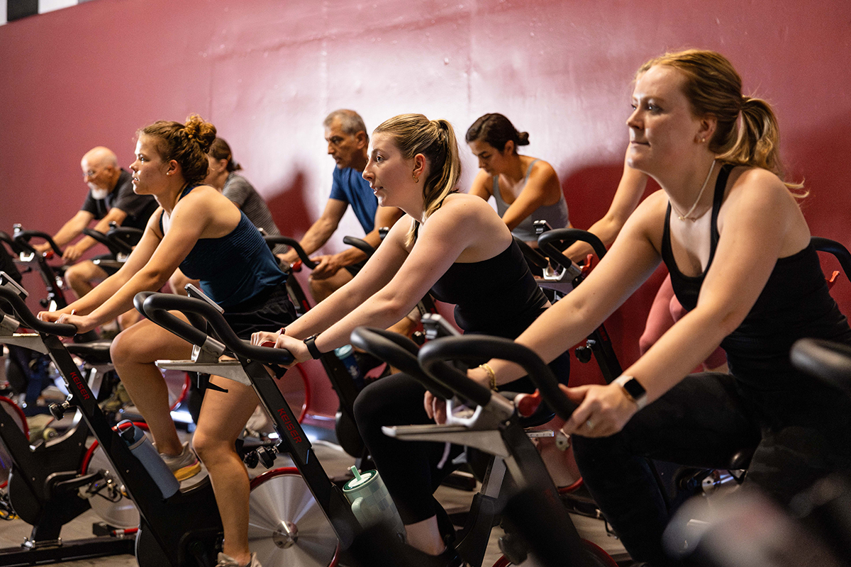 Cycling class group at the SIU Rec Center