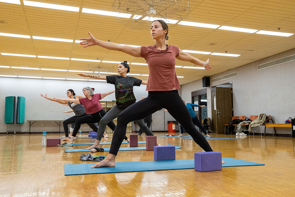 SIU Core Yoga class pose during exercise