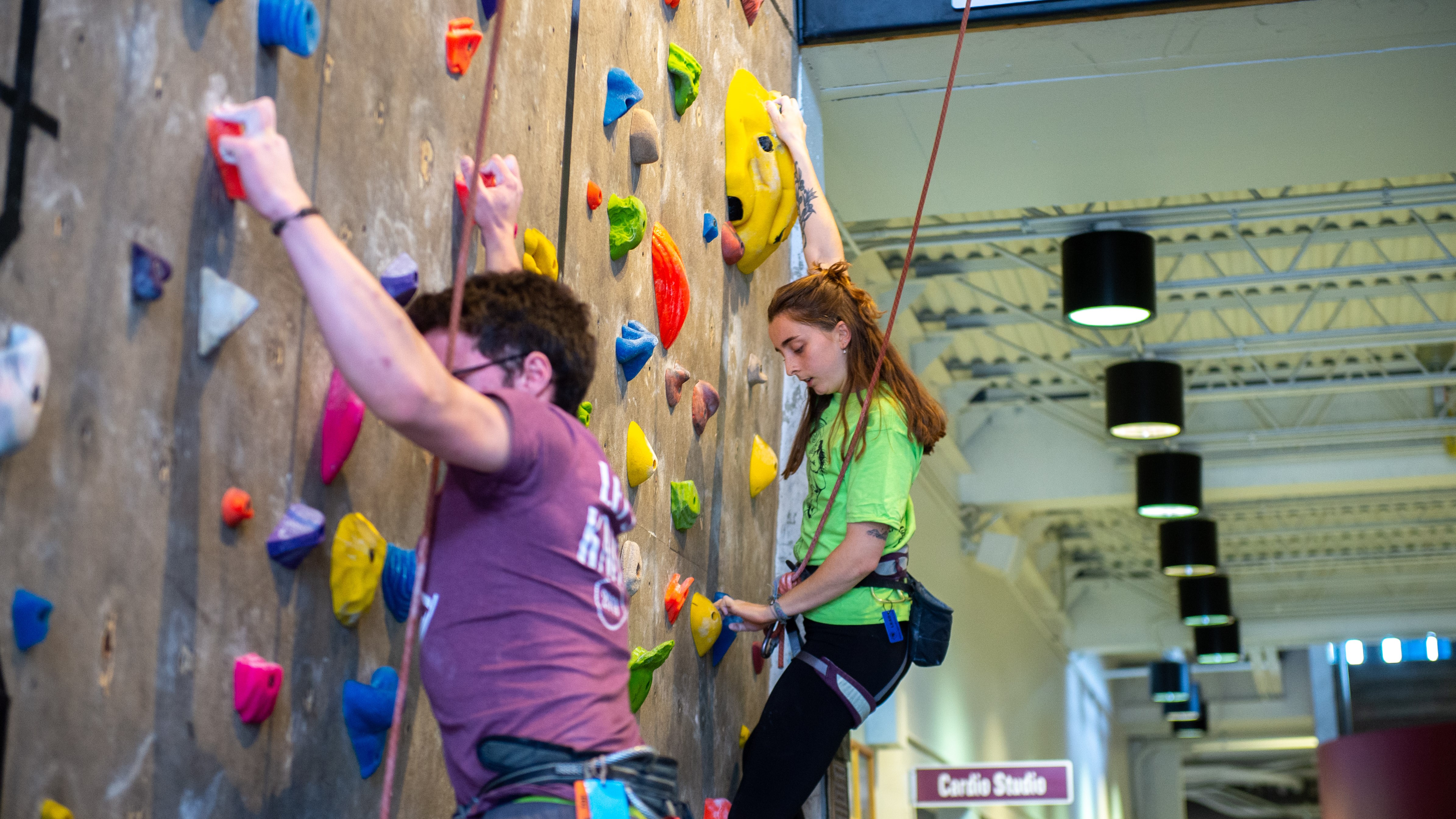 people rock climbing